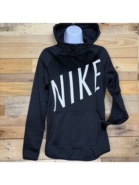 Nike Hoodie Women XS Black Pullover Sweatshirt Swoosh Athletic Sporty Activewear